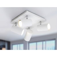Moderner schwenkbarer Deckenstrahler aus weißem Metall mit 4 led Spots von MEINEWUNSCHLEUCHTE