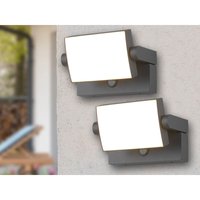 Meinewunschleuchte - led Außenwandleuchten 2er set alu in Anthrazit mit Bewegungsmelder, Breite 20cm von MEINEWUNSCHLEUCHTE