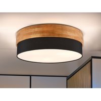 Led Deckenleuchte Holzlampe mit Stoffschirm Schwarz, ø 50cm von MEINEWUNSCHLEUCHTE