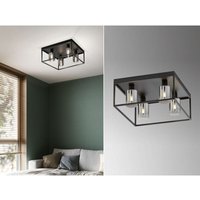 Meinewunschleuchte - led Deckenleuchte 4flammig 45x45cm Schwarz mit Rauchglas von MEINEWUNSCHLEUCHTE