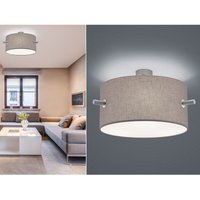 Led Deckenleuchte Silber matt mit Stoff Lampenschirm in Grau, ø 65cm Led Deckenleuchte Silber matt mit Stoff Lampenschirm in Grau, ø 65cm von MEINEWUNSCHLEUCHTE