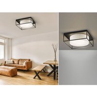 Meinewunschleuchte - led Deckenleuchte eckig 50x50cm groß mit Leinen Stoffschirm Beige von MEINEWUNSCHLEUCHTE