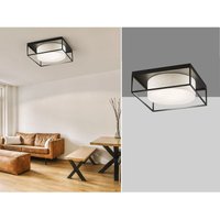 Led Deckenleuchte eckig groß mit Leinen Stoffschirm Beige, Quadrat 60cm von MEINEWUNSCHLEUCHTE