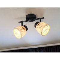 Meinewunschleuchte - led Deckenstrahler 2-flammig mit Korb Lampenschirmen aus Bambus, Breite 37cm von MEINEWUNSCHLEUCHTE