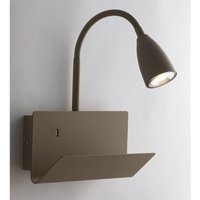 Meinewunschleuchte - led Leselampe Braun mit Ablage & usb Ladefunktion, Breite 23cm von MEINEWUNSCHLEUCHTE