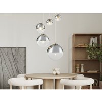 Meinewunschleuchte - led Pendelleuchte 5-flammig mit Glaskugeln Design in Chrom & Klarglas, ø 65cm von MEINEWUNSCHLEUCHTE