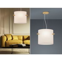 Meinewunschleuchte - led Pendelleuchte Messing matt mit Stoff Lampenschirm Weiß ø 65cm von MEINEWUNSCHLEUCHTE