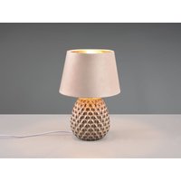 Meinewunschleuchte - led Retro Tischleuchte mit Samtschirm in Beige/Gold, Höhe 35cm von MEINEWUNSCHLEUCHTE