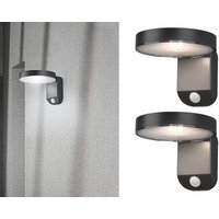 Meinewunschleuchte - led Solar Wandleuchte 2er Set Außenleuchten mit Bewegungsmelder in Anthrazit von MEINEWUNSCHLEUCHTE