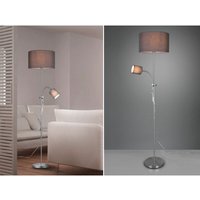 Led Stehleuchte Flexarm mit Leselicht Silber & Stoffschirme Grau - Höhe 160cm von MEINEWUNSCHLEUCHTE