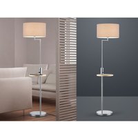 Meinewunschleuchte - led Stehleuchte Silber matt mit Stoffschirm, Ablagetisch & usb Anschluss, 160cm von MEINEWUNSCHLEUCHTE