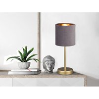 Meinewunschleuchte - led Tischlampe mit Lampenschirm Samt Grau - innen Gold ø 13cm von MEINEWUNSCHLEUCHTE