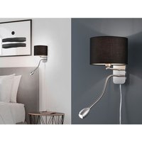 Meinewunschleuchte - led Wandleuchte Silber matt mit Stoffschirm Schwarz Ø20cm & Leselampe Meinewunschleuchte - led Wandleuchte Silber matt mit Stoffschirm Schwarz Ø20cm & Leselampe von MEINEWUNSCHLEUCHTE