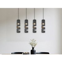 Meinewunschleuchte - Moderne led Pendelleuchte 4-flammig aus Metall in Schwarz, Breite 80cm von MEINEWUNSCHLEUCHTE