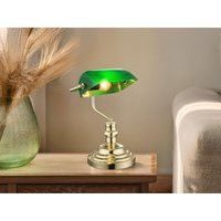 Retro led Schreibtischleuchte Messing mit Glasschirm Grün, Höhe 36cm von MEINEWUNSCHLEUCHTE