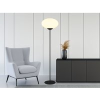 Retro led Stehleuchte Schwarz mit Glaskugel Lampenschirm, Höhe 150cm von MEINEWUNSCHLEUCHTE