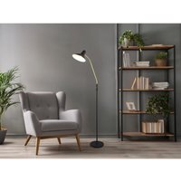 Retro led Stehleuchte mit Flexarm, Metall Schwarz-Gold Höhe 145cm von MEINEWUNSCHLEUCHTE