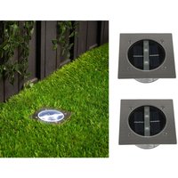 Meinewunschleuchte - Solar led Bodeneinbaustrahler 2er set für Außen, Edelstahl 4-eckig 10x10cm, IP67 von MEINEWUNSCHLEUCHTE