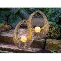 Solarleuchten 2er Set mit Glaskugel, Dekorstanzungen Bronzefarben, Höhe 27,5cm von MEINEWUNSCHLEUCHTE