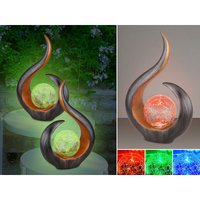Solarleuchten 2er Set mit Glaskugel und Farbwechsel, Schwarz Gold, Höhe 33,5cm von MEINEWUNSCHLEUCHTE
