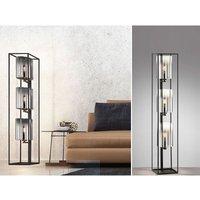 Stehlampe 3-flammig Schwarz mit Rauchglas & led dimmbar, Höhe 130cm von MEINEWUNSCHLEUCHTE