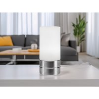 Meinewunschleuchte - Kleine Tischlampe sarno mit Touch Dimmer und Glasschirm, Höhe 20cm von MEINEWUNSCHLEUCHTE