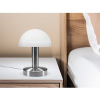 Meinewunschleuchte - Kleine Tischlampe warin mit Glasschirm Weiß per Touch dimmbar, Höhe 21cm von MEINEWUNSCHLEUCHTE