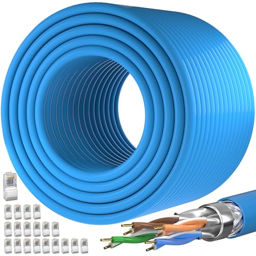 CAT 7 Netzwerkkabel Verlegekabel Outdoor LAN Kabel 120 meter Hochgeschwindigkeits Ethernet Kabel 120m, SFTP Geschirmt PiMF Internet Kabel Gigabit Zuschneidbares Patchkabel, 20 freie RJ45-Stecker von MEIPEK