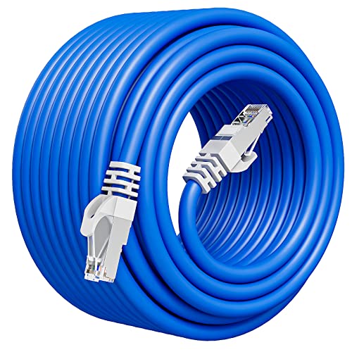 LAN Kabel 50 meter, Cat 6 FTP Geschirmt Ethernet Netzwerkkabel 50m, 550MHz Hochgeschwindigkeits Gigabit Internet Kabel, 24AWG CCA RJ45 Außenbereich Installationskabel Patchkabel für Router Modem von MEIPEK