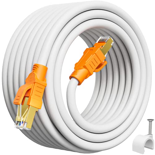 MEIPEK Lan Kabel 20 Meter Cat 8, Netzwerkkabel 20m 40Gbps 2000Mhz Wlan Kabel High Speed Ethernet Kabel 26AWG S/FTP Geschirmt RJ45 Kabel Weiß Lang Internetkabel POE Patchkabel für Modem Router von MEIPEK