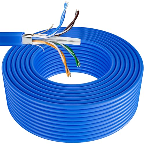 MEIPEK CAT 6 Verlegekabel 100m Netzwerkkabel CAT.6 LAN Kabel Installationskabel 24AWGAußen Wasserdicht Internet Kabel, FTP Geschirmt Ethernet Kabel 100 meter, Hochgeschwindigkeits Gigabit Patchkabel von MEIPEK