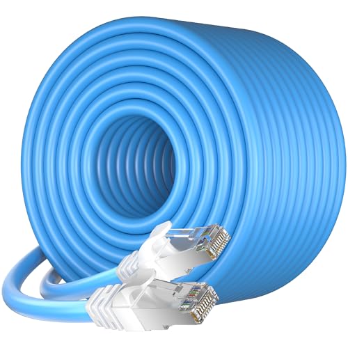 LAN Kabel 50 meter Cat 7 Outdoor Indoor, SFTP Dreifach Geschirmt Netzwerkkabel 50m, Gigabit Außen Wetterfest Verlegekabel 50m InternetKabel 600MHz RJ45 Ethernet-Kabel, UV-beständig, Direct Burial von MEIPEK