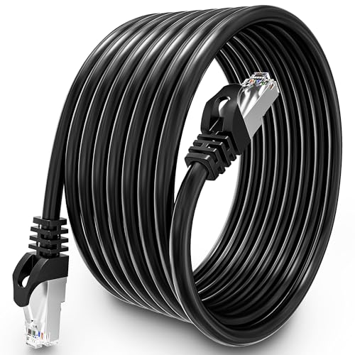 MEIPEK Lan Kabel 10 Meter Cat 6, Netzwerkkabel 10m Schwarz Installationskabel Patchkabel Ethernet Kabel FTP 23AWG Geschirmt Rj45 Gigabit Internetkabel für Router Modem von MEIPEK