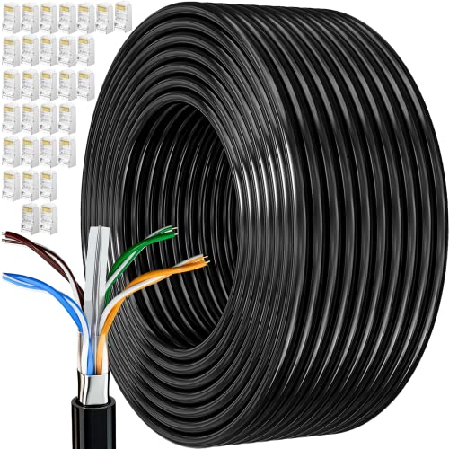 Lan Kabel 150 Meter, Cat 6 Verlegekabel 150m Netzwerkkabel Schwarz Installationskabel Wlan Kabel Lange Patchkabel Ethernet Kabel FTP AWG23 Geschirmt Rj45 Gigabit Internetkabel von MEIPEK