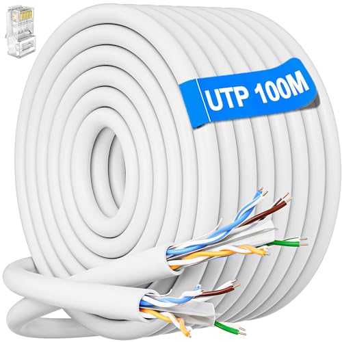 Lan Kabel 100 Meter, Outdoor Cat 6 Netzwerkkabel 100m Verlegekabel Weiß Wlan Kabel Lange Ethernet Kabel Installationskabel Wasserdicht Patchkabel CCA UTP 23AWG RJ45 Gigabit Internet Kabel von MEIPEK