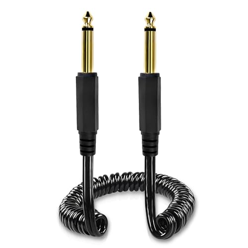 MEIRIYFA 1/4 Audio Kabel Gitarre Instrument Coiled Kabel, 6.35mm 1/4'' TS Stecker zu 6.35mm 1/4'' TS Stecker Mono Audio Verlängerungskabel für Gitarre Bass Keyboard Amp (M-M) von MEIRIYFA