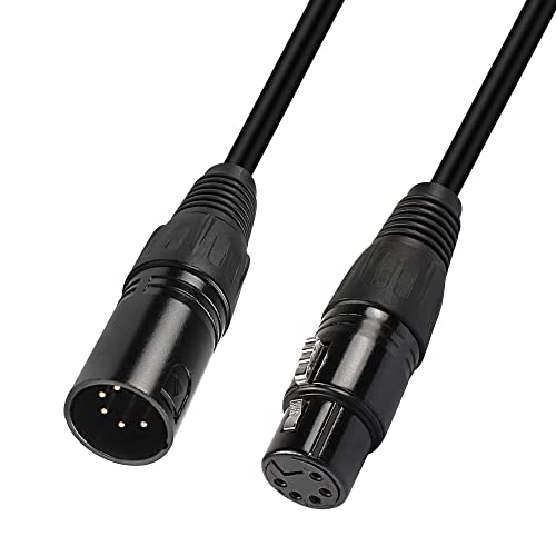 MEIRIYFA 5-Pin XLR DMX Adapterkabel, XLR 5-poliger Stecker auf Buchse Patch Kabel Balanced Mikrofon Kabel - Schwarz, 1M von MEIRIYFA