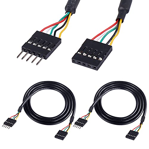 MEIRIYFA 5Pin USB IDC Header Verlängerungskabel, 2.54 Dupont 5-Pin Stecker auf Buchse Motherboard Header Kabel für USB Ports, Erweiterungskarten - 1M (2 Pack) von MEIRIYFA
