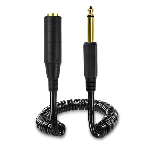 MEIRIYFA 6.35mm Mono Gitarre Instrument Verlängerungskabel, 6.35mm 1/4'' TS Stecker zu Buchse Stereo Audio Kabel Coiled Kabel für Keyboard Verstärker Lautsprecher Klavier (gestreckte Länge 0.8M) von MEIRIYFA