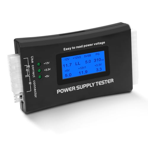 MEIRIYFA Computer PC Netzteil Tester mit LCD Display, 20/24 4/6/8 Pin ATX Netzteil Computer Host Inspektion Wartung Tester Tool für ATX, ITX, BTX, PCI-E, SATA (Schwarz) von MEIRIYFA
