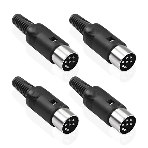 MEIRIYFA DIN 6-Pin Stecker, 4-Pack DIN 6 Pin Stecker MIDI Kabel Audio Adapter Sockel Lötklemmen Stecker für Mixer, elektronische Trommel, MIDI Keyboard von MEIRIYFA