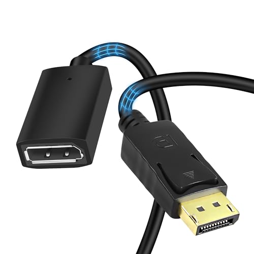 MEIRIYFA DisplayPort Verlängerungskabel, DisplayPort (DP) 1.2 Stecker auf Buchse Verlängerungskabel Unterstützung 4K für Laptop PC TV Projektor Monitor (schwarz, 22cm) von MEIRIYFA