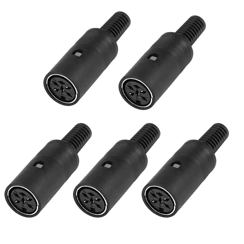 MEIRIYFA MIDI DIN 6-Pin Buchse Stecker, 5-Pack 6 Pin DIN Buchse Löt Audio MIDI Stecker für Mixer, elektronische Trommel, MIDI Keyboard (6 Pin) von MEIRIYFA