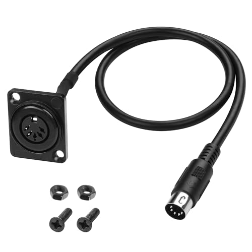 MEIRIYFA MIDI DIN 5Pin Verlängerungskabel, D-Typ Panel Mount DIN 5PIN Stecker auf Buchse Audio Adapterkabel für Keyboard Synthesizer, Orgel, E-Piano, MIDI Gitarre - 53CM von MEIRIYFA