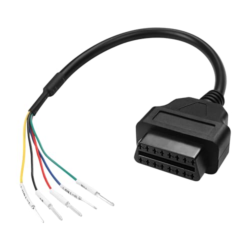 MEIRIYFA OBD OBD2 16 Pin Female Connector K Line CAN Line Jumper Tester Diagnosekabel Adapter, OBDII zu 5Pin Jumper Tester Drahtkabel DIY für Fahrzeug Motorrad Auto Truck - 35cm von MEIRIYFA