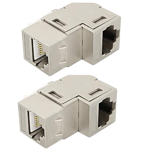 MEIRIYFA RJ45 Ethernet Koppler, 10Gbps 90 Grad Cat6A RJ45 Buchse auf Buchse Adapter Ethernet Keystone Jack, LAN Netzwerk Extender Verbinder für Cat6A, Cat6, Cat5e, Cat5 (2-Pack, Silber) von MEIRIYFA