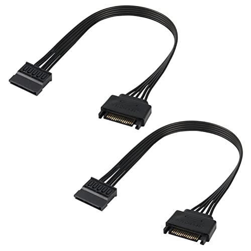 MEIRIYFA SATA 15-Pin Strom-Verlängerungskabel Stecker auf Buchse, Verlängerungsadapter, 18AWG, für Festplatten, SATA, HDD, SSD – 30 cm, 2 Stück von MEIRIYFA