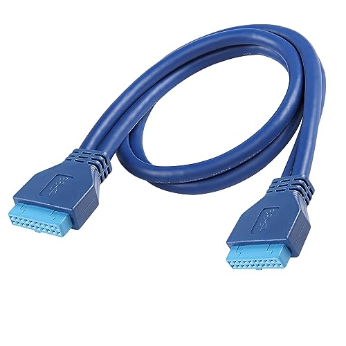 MEIRIYFA USB 3.0 Header Verlängerungskabel, Motherboard USB 3.0 20 Pin/19 Pin Buchse auf Buchse Verlängerungskabel 5Gbps High-Speed Anschluss (Blau, 0.5M) von MEIRIYFA