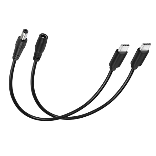 MEIRIYFA USB 3.1 Typ-C Stecker auf DC 5.5 X 2.5mm Stecker Buchse Verlängerung Ladekabel für Handys Tablet (USB-C auf DC M F 1 Paar) - 25cm von MEIRIYFA