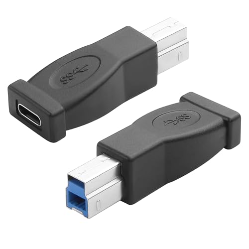 MEIRIYFA USB C auf USB3.0 B Drucker Adapter, USB 3.0 Typ-B Stecker auf USB3.0 Typ-C Buchse Adapter Konverter 5Gbps kompatibel mit Drucker, Scanner, externen Festplatten, Laptops (Schwarz, 2 Stück) von MEIRIYFA